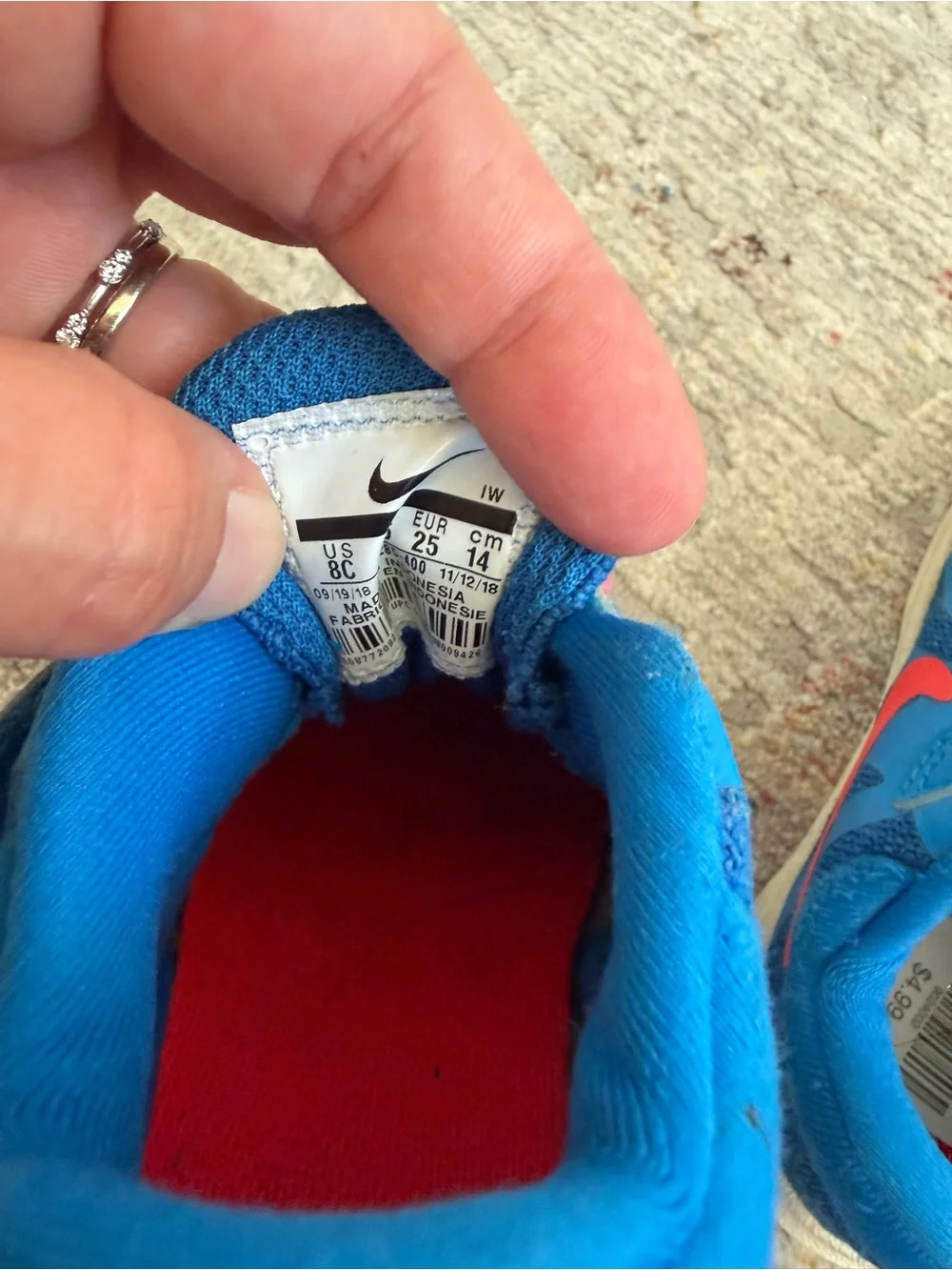 Nike Toddler Blue Velcro Sneakers Size 8C